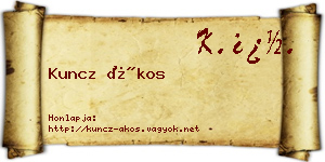 Kuncz Ákos névjegykártya