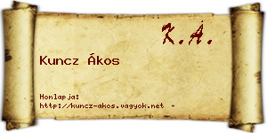 Kuncz Ákos névjegykártya